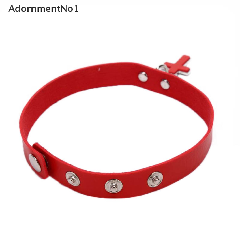 (AdornmentNo1) Kalung Choker Kulit PU Gaya Punk Rock Gothic Untuk Wanita