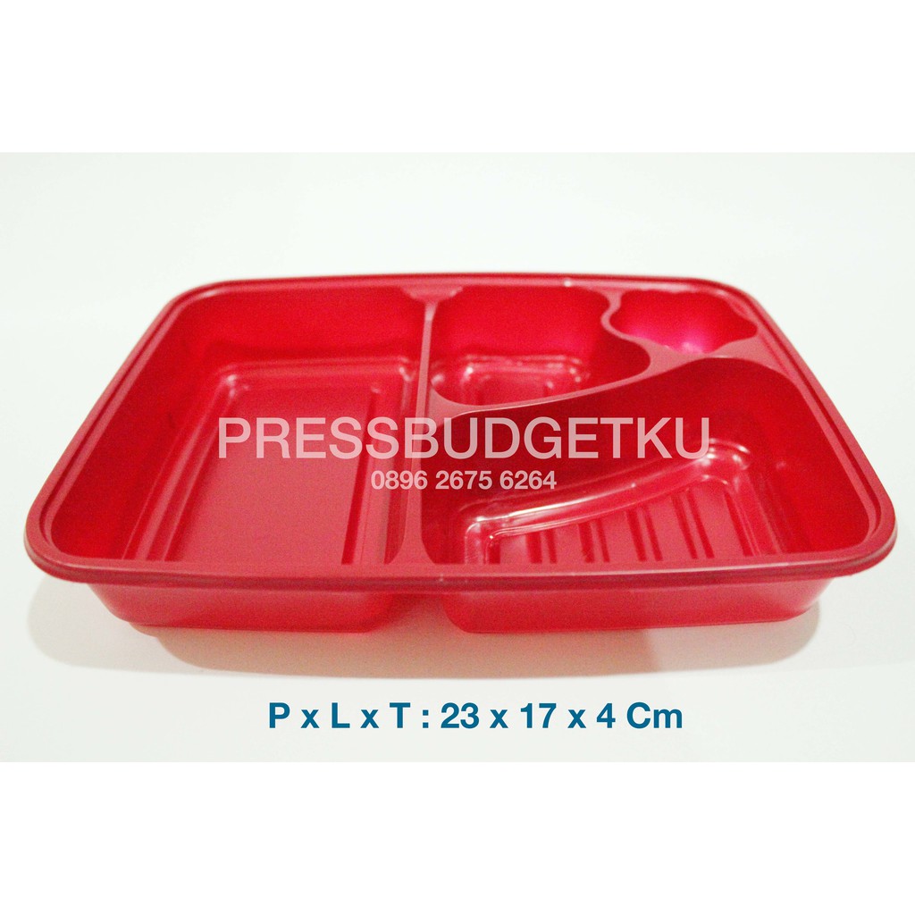box bento / tray bento merah / box bento sekat