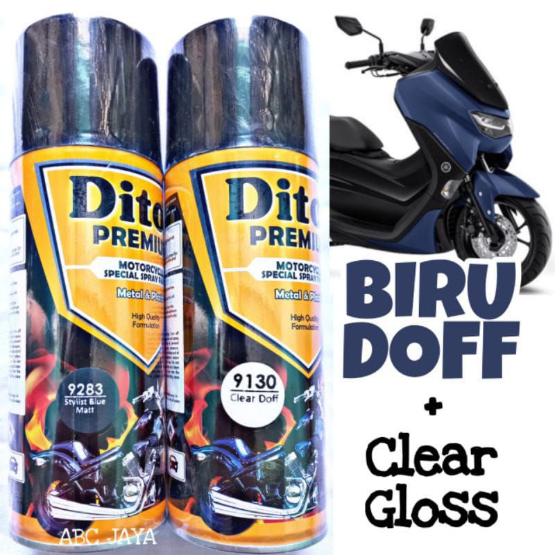 Paket Pylok Pylox Diton Premium 400ml Stylist Blue Mat 9283 + Clear Doff 9130 , Biru Mattle Dop Dof