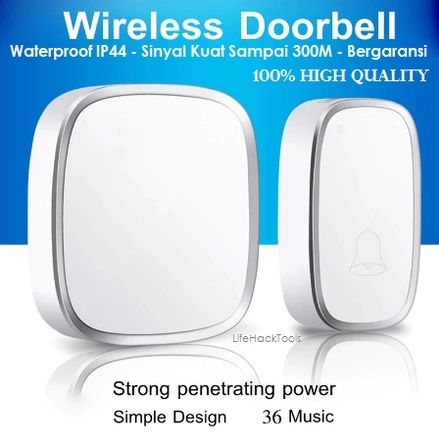 [COD] Wireless Door Bell IP44 Waterproof Bel Rumah Tanpa Kabel Anti Air Kuat dengan Suara Super Nyaring dan Sinyal Kuat