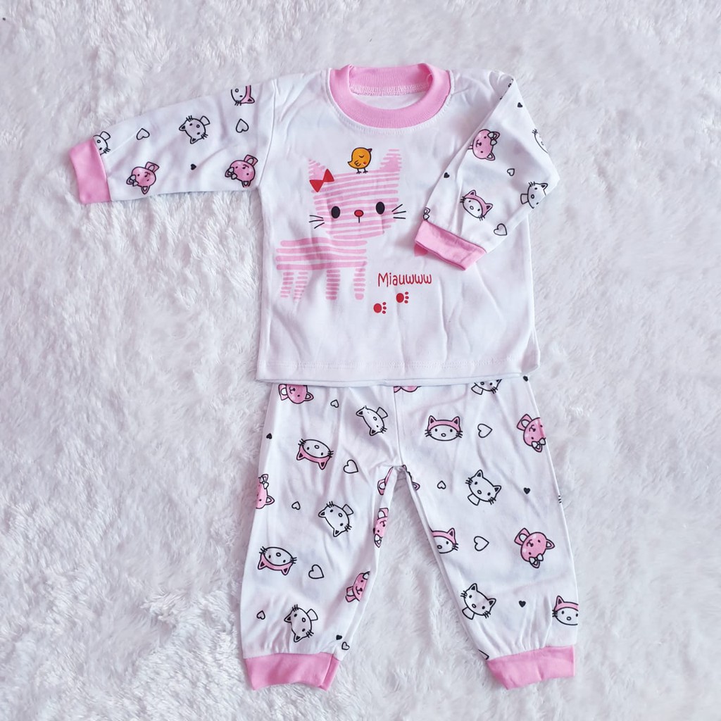 SETELAN ANAK PIYAMA KUCING USIA 0-12 BULAN / CYAND CLOTHING / PAKAIAN BABY ANAK