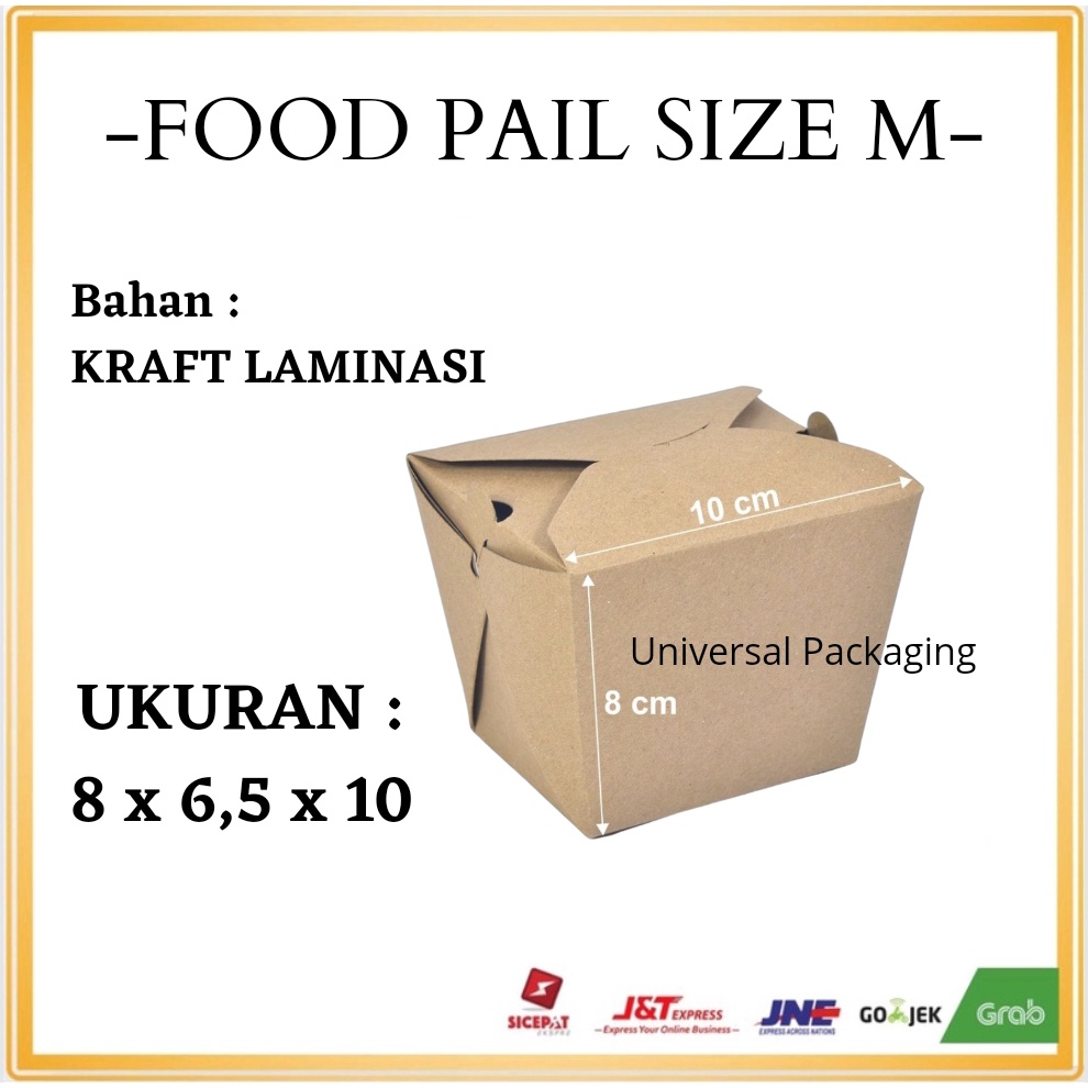 

Food Pail M, Kemasan Rice Box size M | Food Pail Murah / Rice Box Paper / Dos Kraft Food Pail / Dos Box Kotak Kraft Size M Laminasi