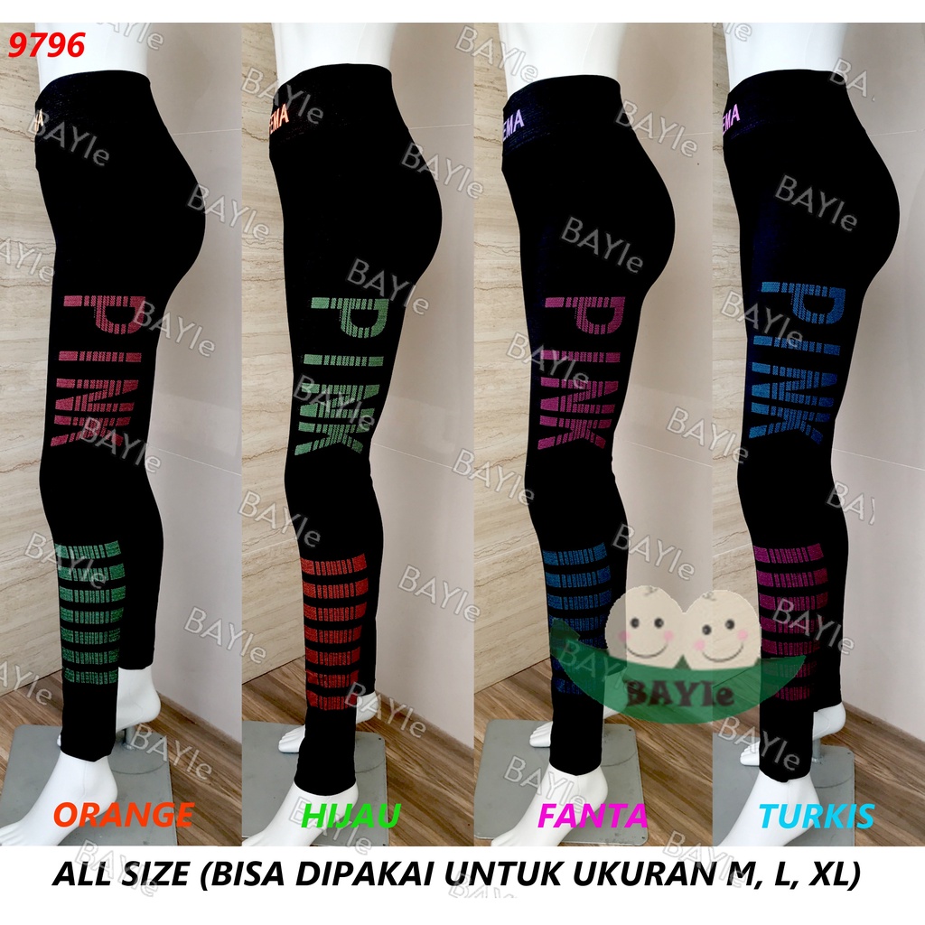 BAYIe - Celana Legging PANJANG Senam Wanita/Olahraga/Sport Zumba/Aerobic/Yoya/Gym Import FEMA SPORT 9796