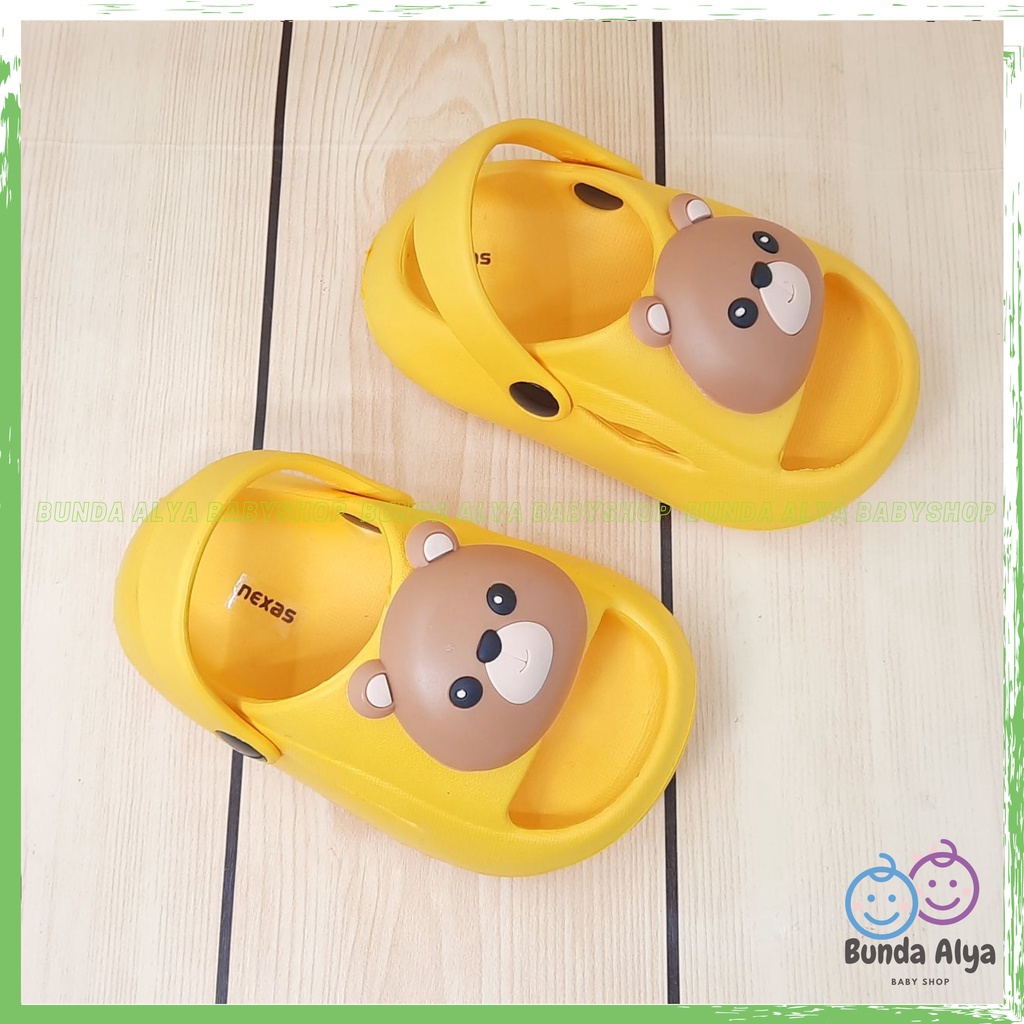 Sendal Anak Laki Laki Usia 6 Tahunan BEAR KUNING Karet Anti Licin - Sendal Anak Cowok Model Tali Belakang Motif Kartun Lucu Karet Anti Licin Size 18-29