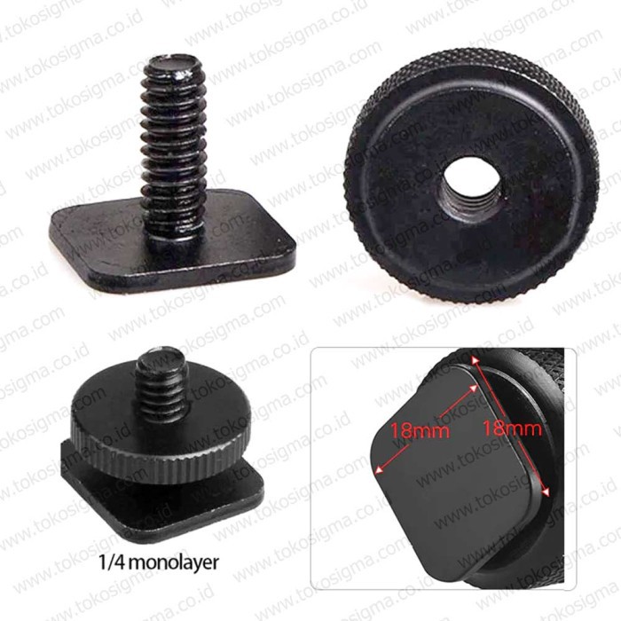 Flash Hot Shoe Mount to 1/4 in Tripod Screw Sekrup Skrup Kamera 1Layer