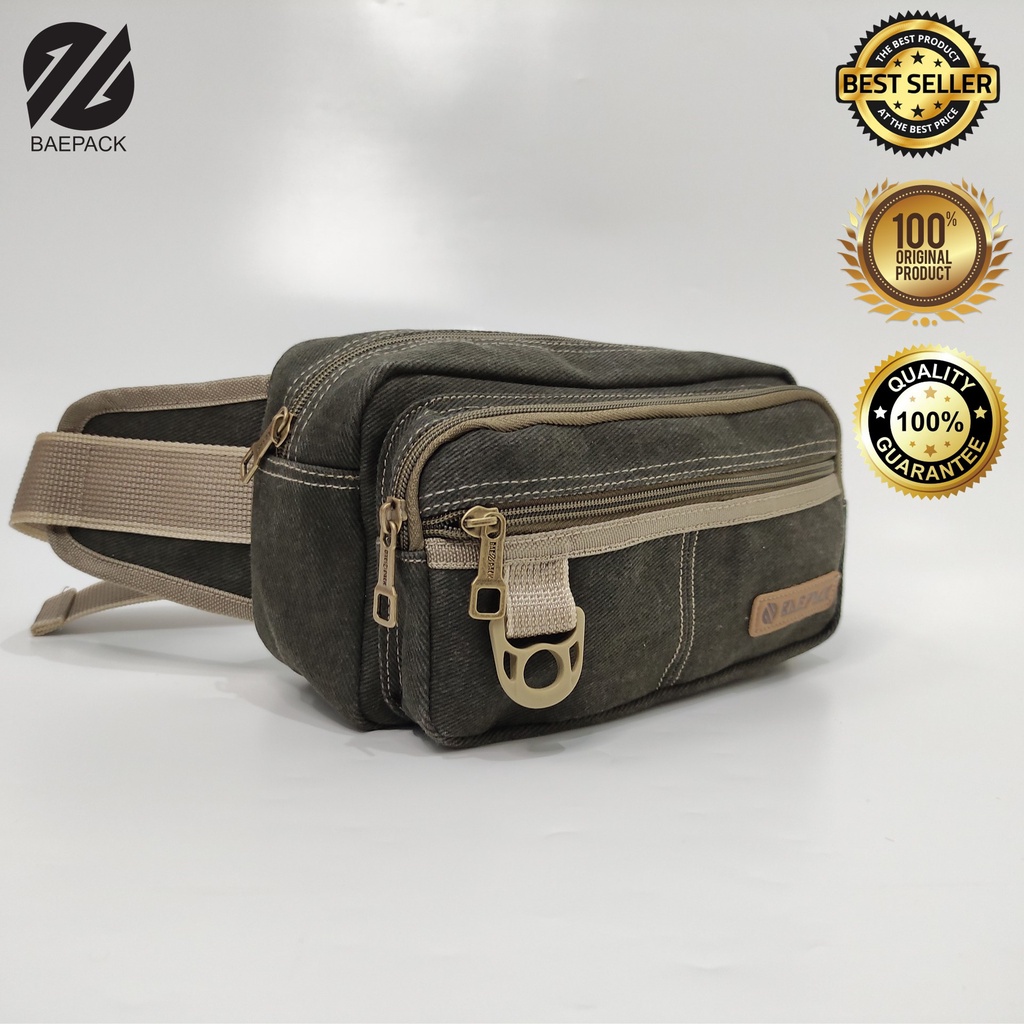 tas pinggang waist bag Cowok Cavero Hijau Army Baepack / Tas Pinggang Pria dan wanita / Waist Bag Pr