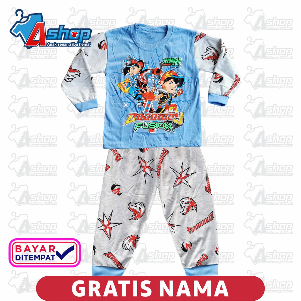 Baju Anak Setelan BoBoiBoy Panjang Gratis Sablon Nama