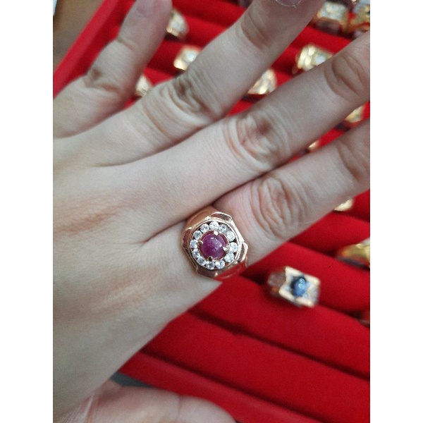 cincin laki mata ungu putih ukuran 20
