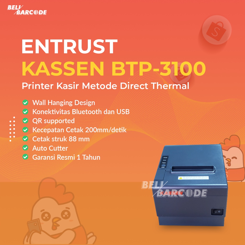 PRINTER CETAK STRUK KASIR THERMAL 80MM KASSEN BTP 3100 BLUETOOTH AUTOCUTTER