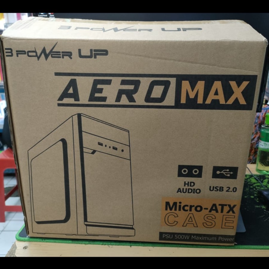 Casing Power Up Micro ATX AEROMAX With PSU 500w resmi