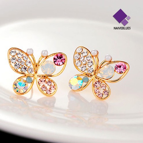 Anting Stud Berlian Imitasi Model Hollow Untuk Wanita