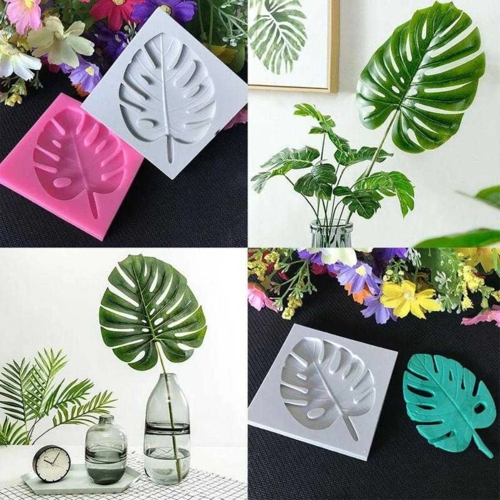 Cetakan Fondant Bentuk Daun Monstera Kura-Kura 3D Bahan Silikon Untuk Dekorasi Kue