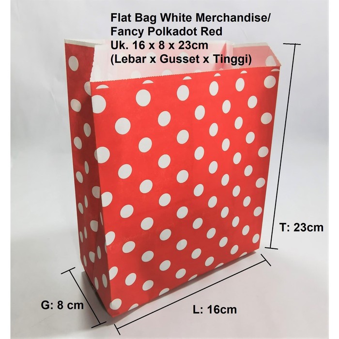

Paperbag Flat Kantong Kertas Warna Merah Polkadot (L) Souvenir Kertas A4 Kertas Bungkus Makanan Roti