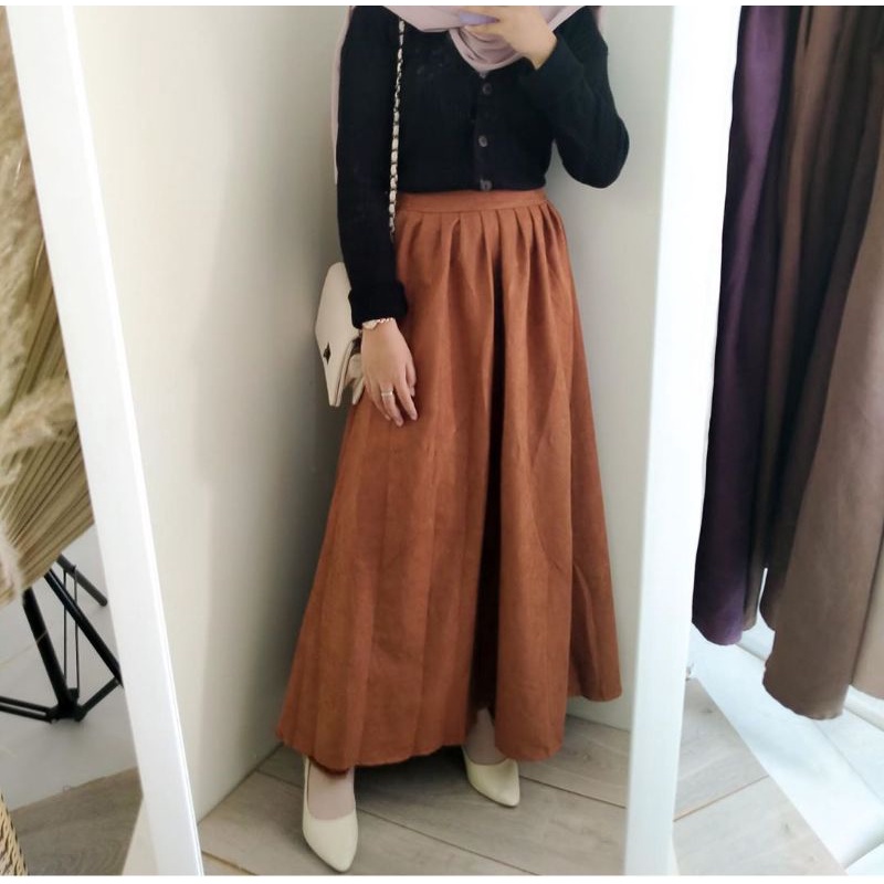 ALEEYA Rok Suede Rempel Panjang/ Aurelia Maxi Skirt Suede (2117)