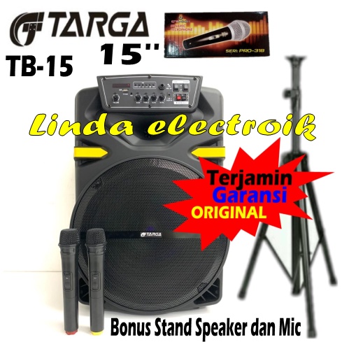 speaker portable targa tb15 15'' targa tb 15 +stand speaker bonus mic