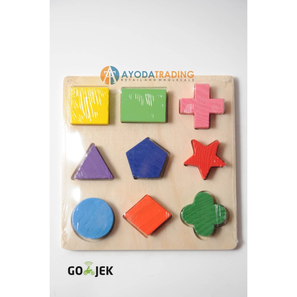 Wooden Shapes Puzzle Kayu Tangram Montessori