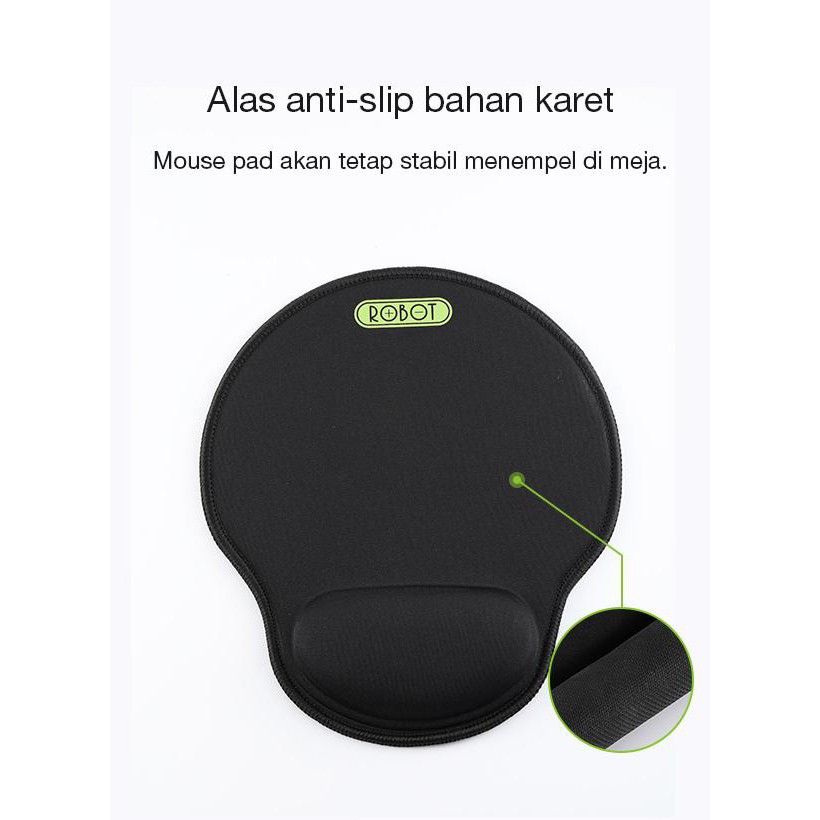 Robot RP02 with Ergonomic Wrist Rest Mousepad BANTAL Black Rubber Non Slip