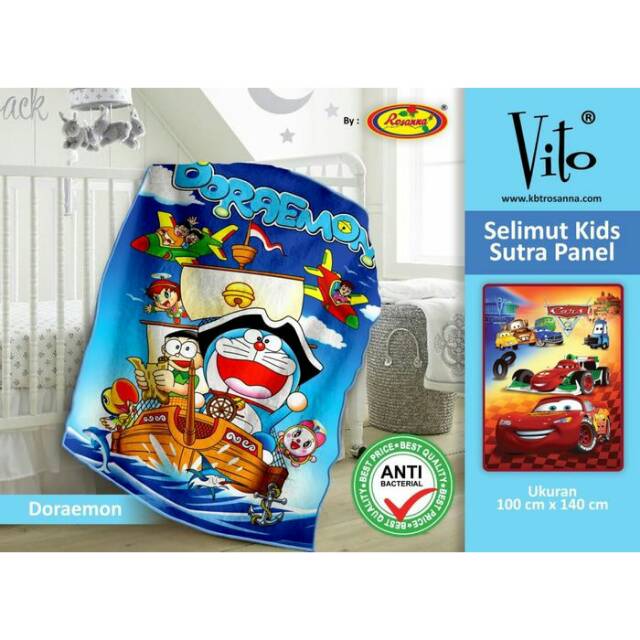 Selimut Doraemon Bahan Polyester Berkualitas Merk Vito Kids Selimut Anak Karakter Doraemon Meek Vito