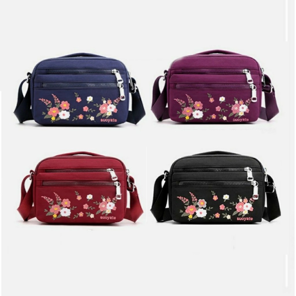 Hot Sale 2020 Fashion Tas Selempang Casual Small Flower Bordir Beautiful Bag Travel School Bag