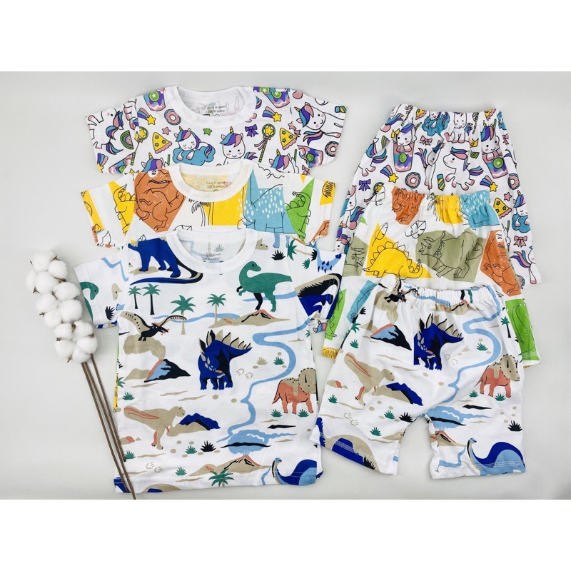 (GROSIR) Setelan Oblong Tangan Pendek merk Loopie Kids anak perempuan / laki / unisex full printing