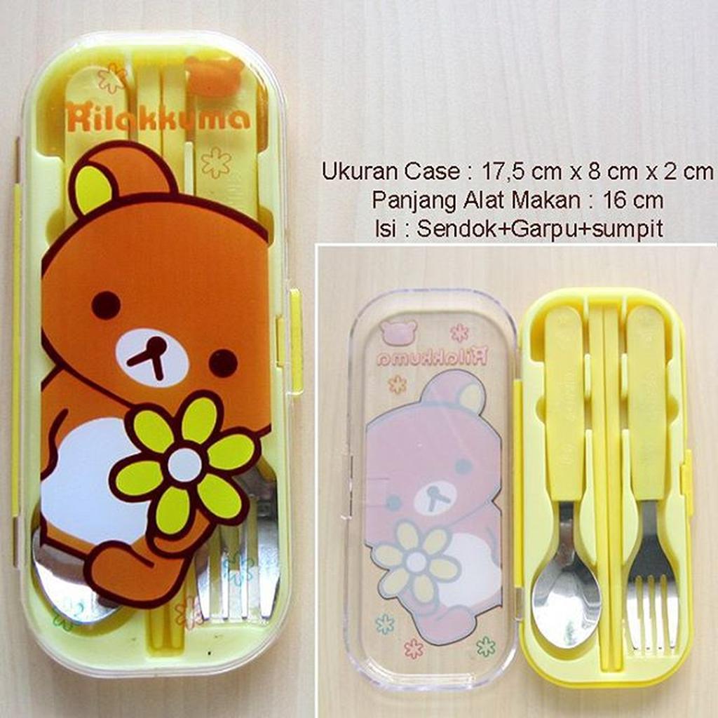 Rilakkuma Sendok Garpu Sumpit Case Transparant