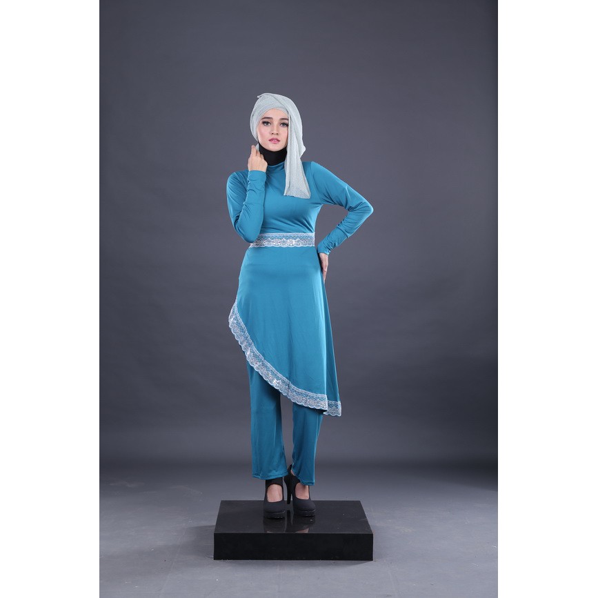 Busana Muslim Perempuan / Baju Gamis Wanita Biru Termurah Branded Gf