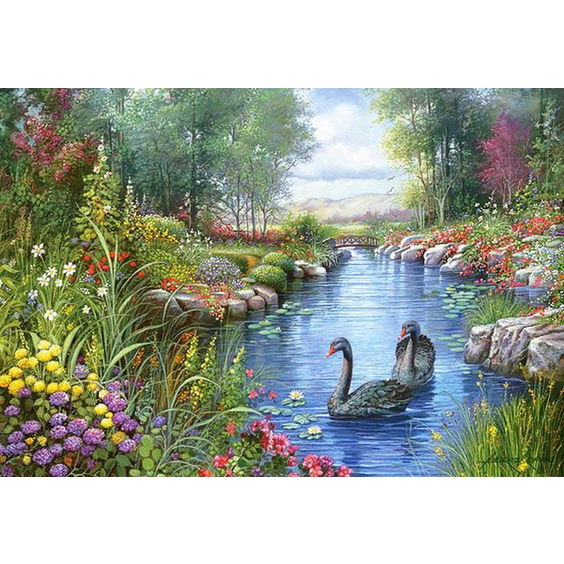 DIY DIAMOND PAINTING DIAMOND PAINTING SWAN LAKE (FULL DRILL) 40X50CM
