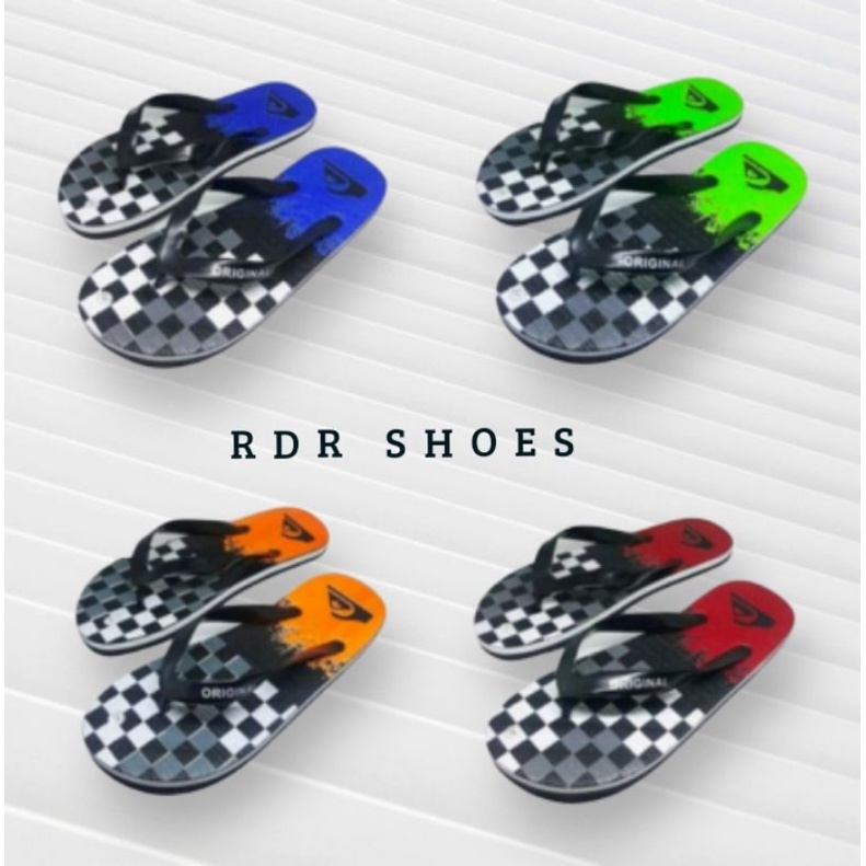 RDR sandal pria jepit motif catur