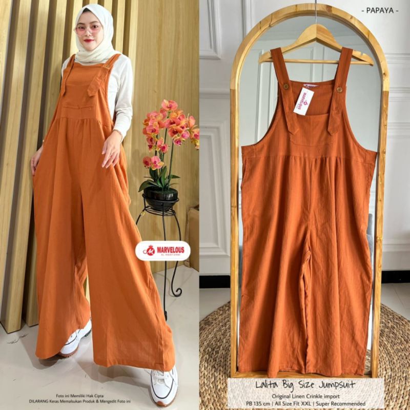 LALITA BIG SIZE JUMPSUIT BY MARVELOUS / JUMPSUIT JUMBO MUSLIMAH / Jumpsuit wanita REKOMENDED