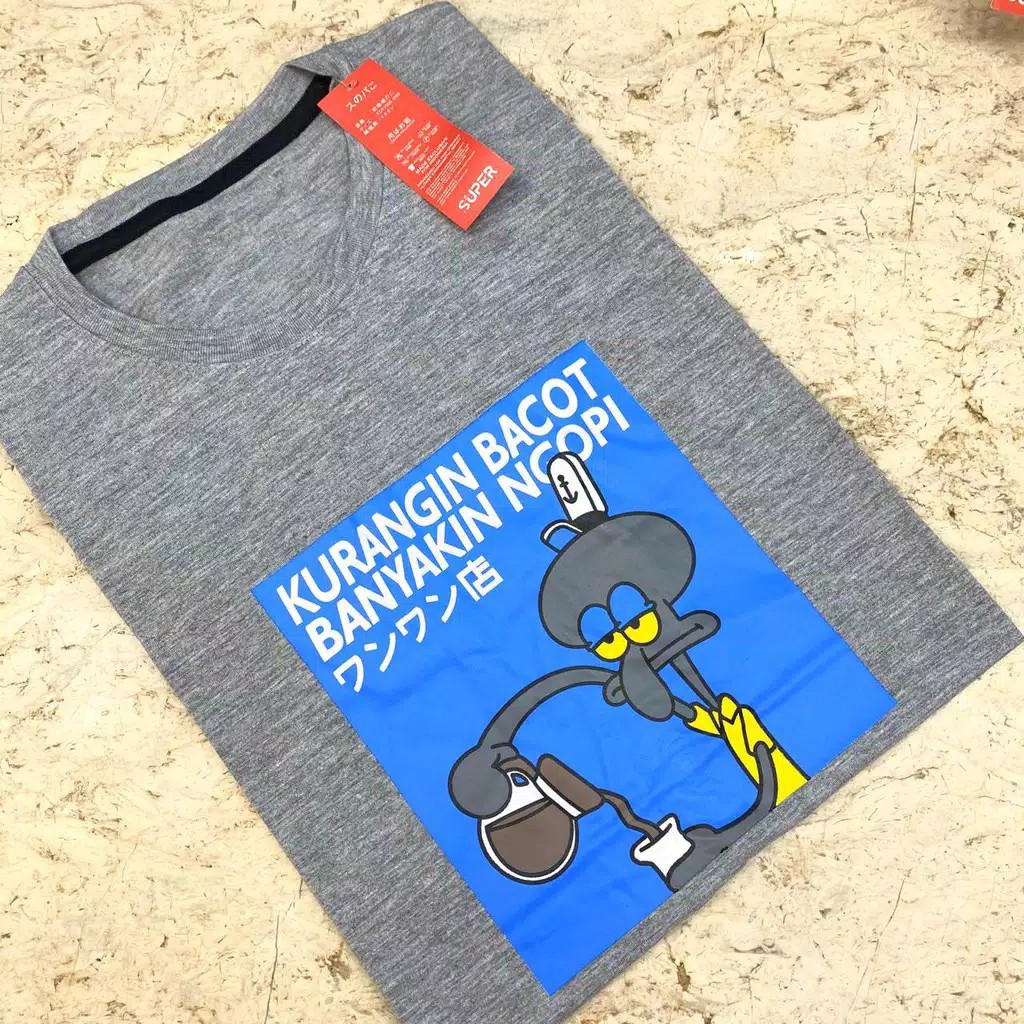 Kaos Pria Atasan Distro T-Shirt Kaos Kurangin Bacot Abu-Abu