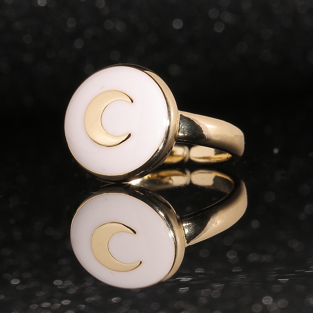 Baru Wanita minyak menetes tangan perhiasan bulat moon bentuk cincin pembukaan adjustable sederhana