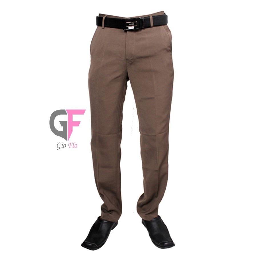 GIOFLO Bawahan Pria Celana Kerja Katun Brown / CLN 455