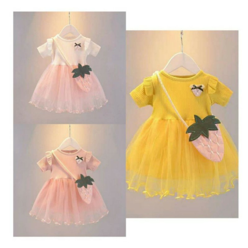  Dress  anak  cewek  tutu ber Tas lengan pendek import china 