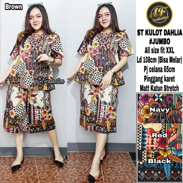 Setelan Kulot Batik Dahlia Jumbo
