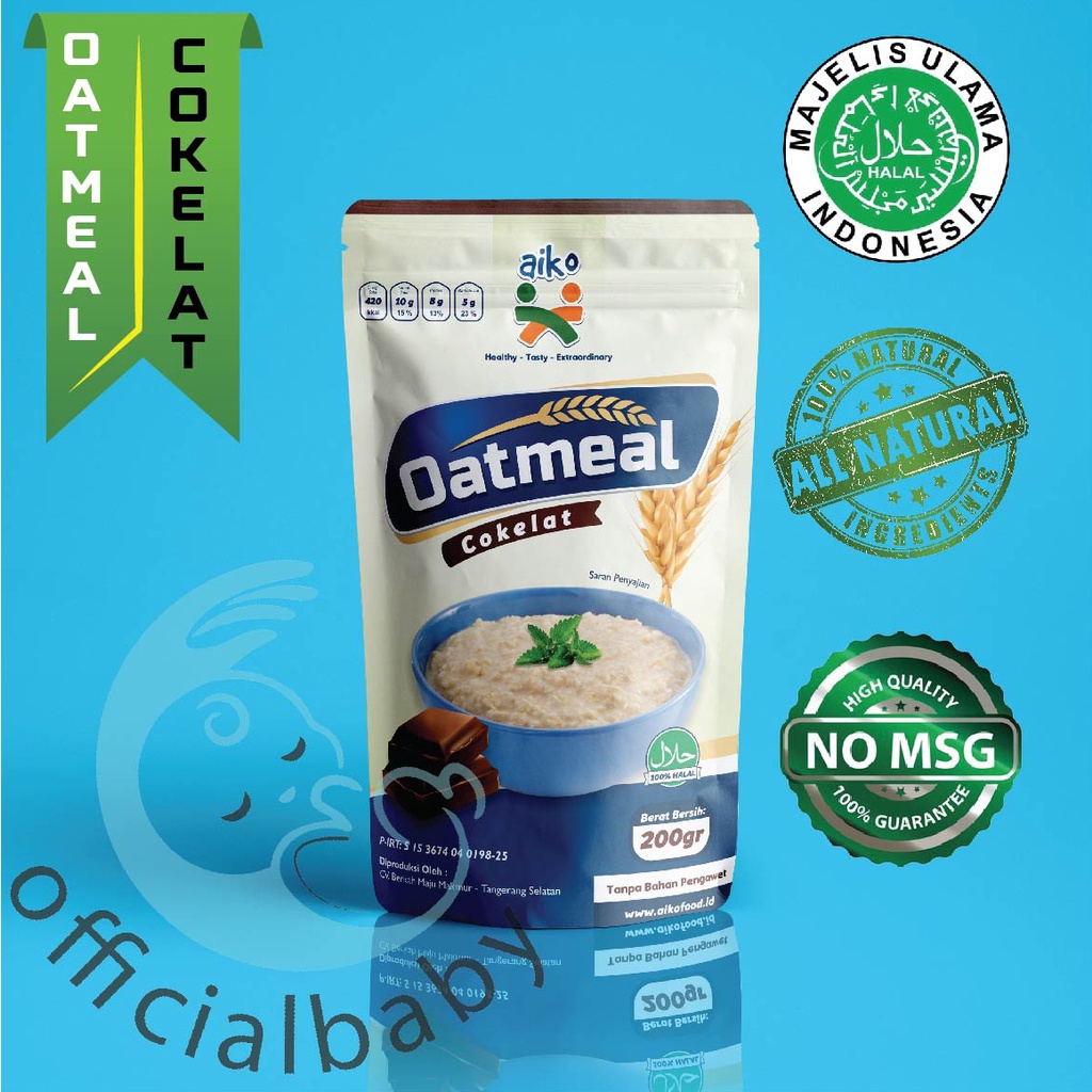 

Oatmeal Coklat Alami Tanpa Pengawet non MSG Vetsin Aiko Gandum utuh