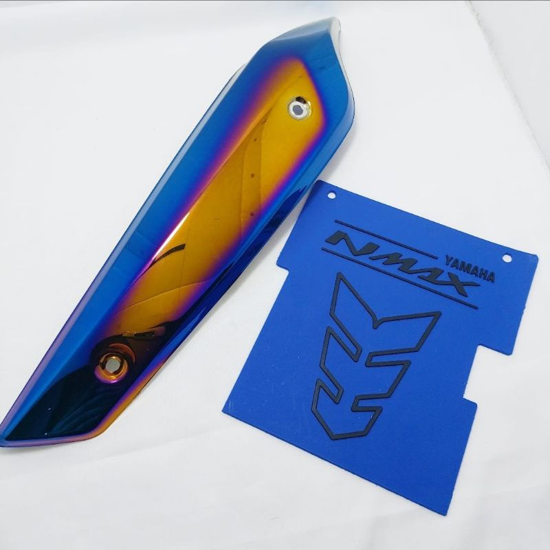 Paket nmax tameng knalpot cover knalpot twotone dan mudflap blue panah nmax