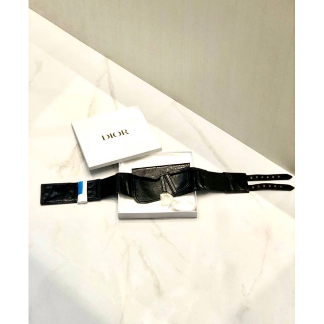 Dior Saddle Belt Black Crinkled Lamb Skin 13,5 cm