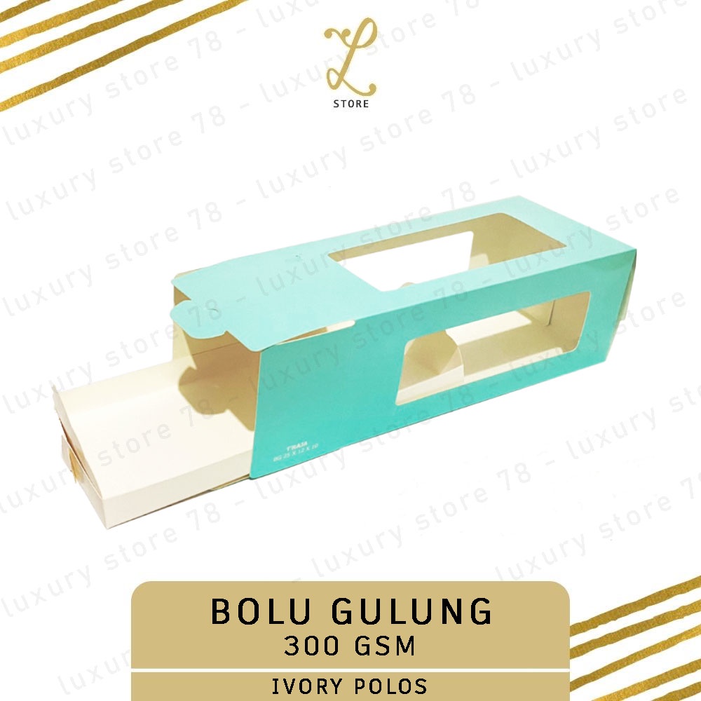 [25X12X10 CM] (10 PCS) DUS BOLU GULUNG POLOS IVORY KEMASAN BOX BOLU LAPIS CAKE ROLL LEBARAN MEWAH