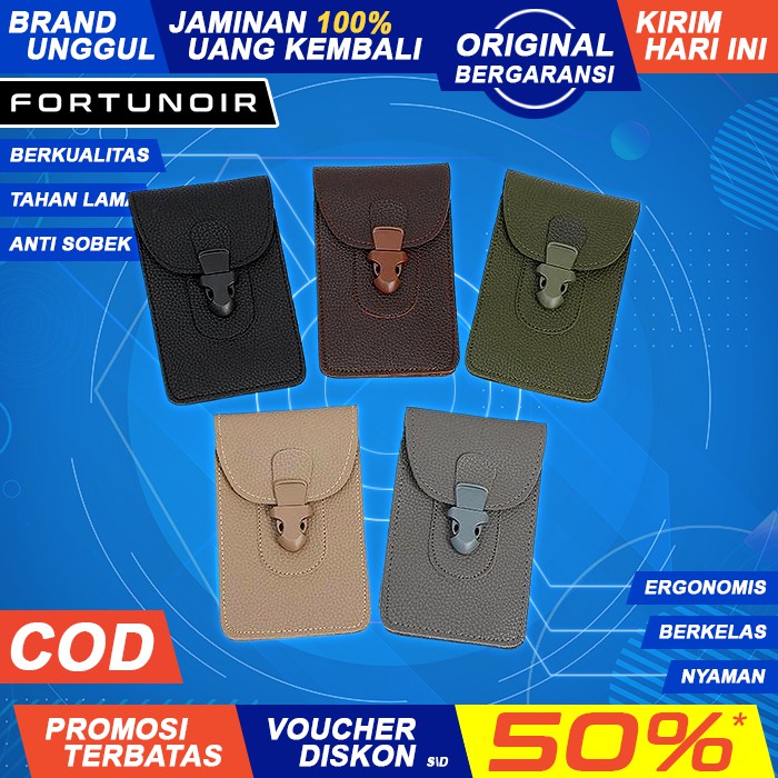 TAS PINGGANG KULIT PRIA SAMPING HAPE HP KECIL KULIT ASLI LEATHER PRIA COWO COWOK LAKI FN069