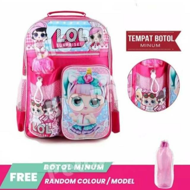 Tas sekolah lol tas sekolah sd/tk, tas ransel sekolah wanita sd tas anak perempuan GRATIS BOTOL