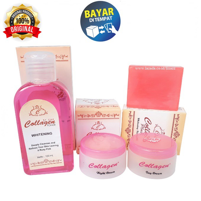 Paket Cream Collagen Plus Vit E Ori Krim Siang Malam Sabun Toner Indonesia