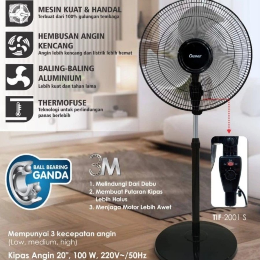 COSMOS Kipas Angin Stand Fan Besi 20&quot; TIF 2001 S - Garansi Resmi 1 Tahun