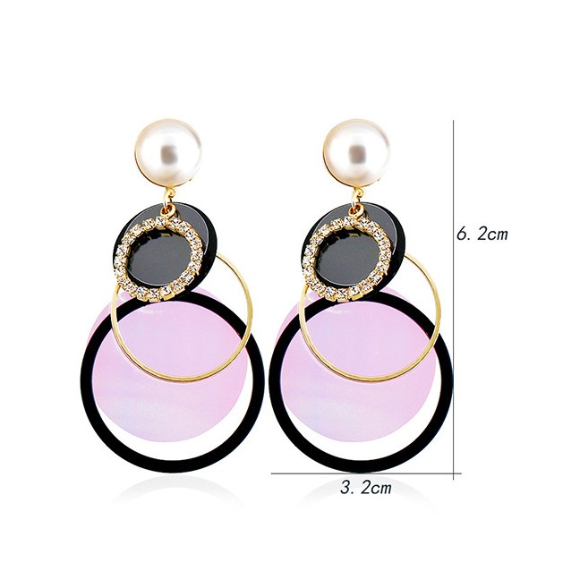 LRC Anting Tusuk Fashion Round Shape Decorated Earrings