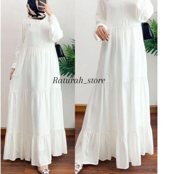 Terbaik Gamis Putih Wanita / Hanum Dress / Gamis Polos / Gamis Busui / Homey Dress Susun Rayon..