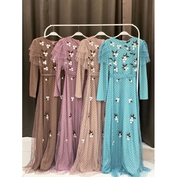 Gamis polka vivorie premium/gamis ORI brand vivorie polka