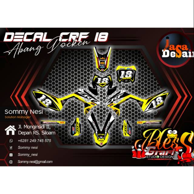 Decal sticker motor CRF 150 L-Kuning hitam 18 full body