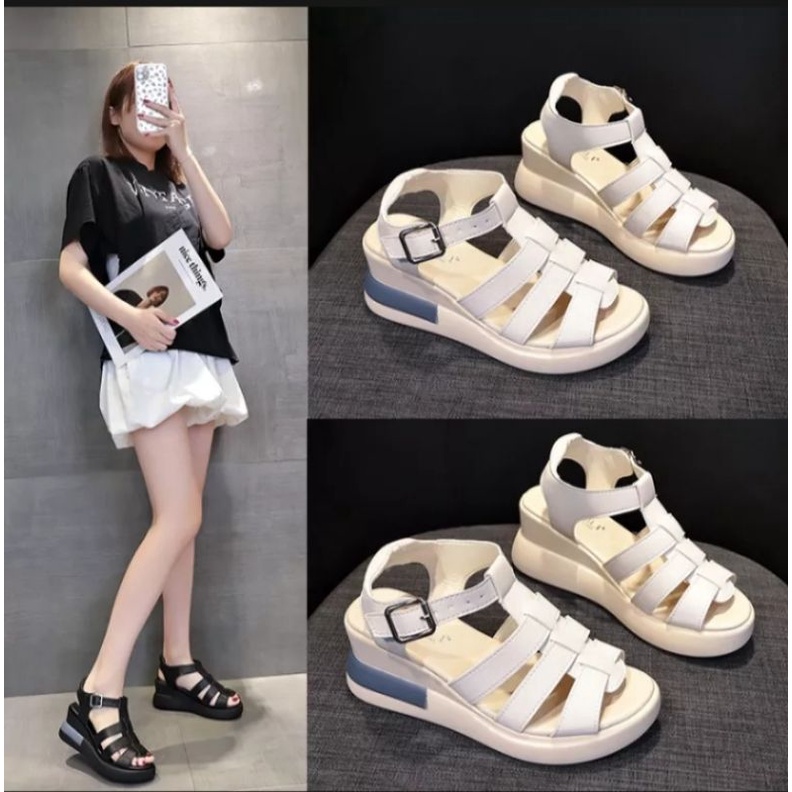 COD ( BAYAR DITEMPAT ) Weadges Fashion Wanita Sandal Casual / Sandal Wanita Laba-Laba Tali Belakang