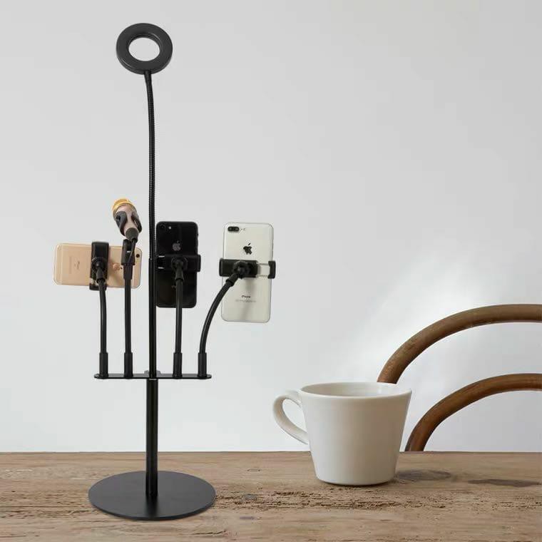 Mini Ring light with Mic and 3 phone Holder