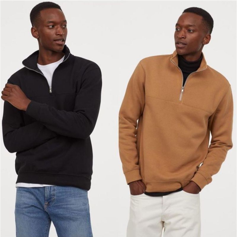 H*M Half Zipper Sweater Man | Hoodie Cowok - Hoodie Branded