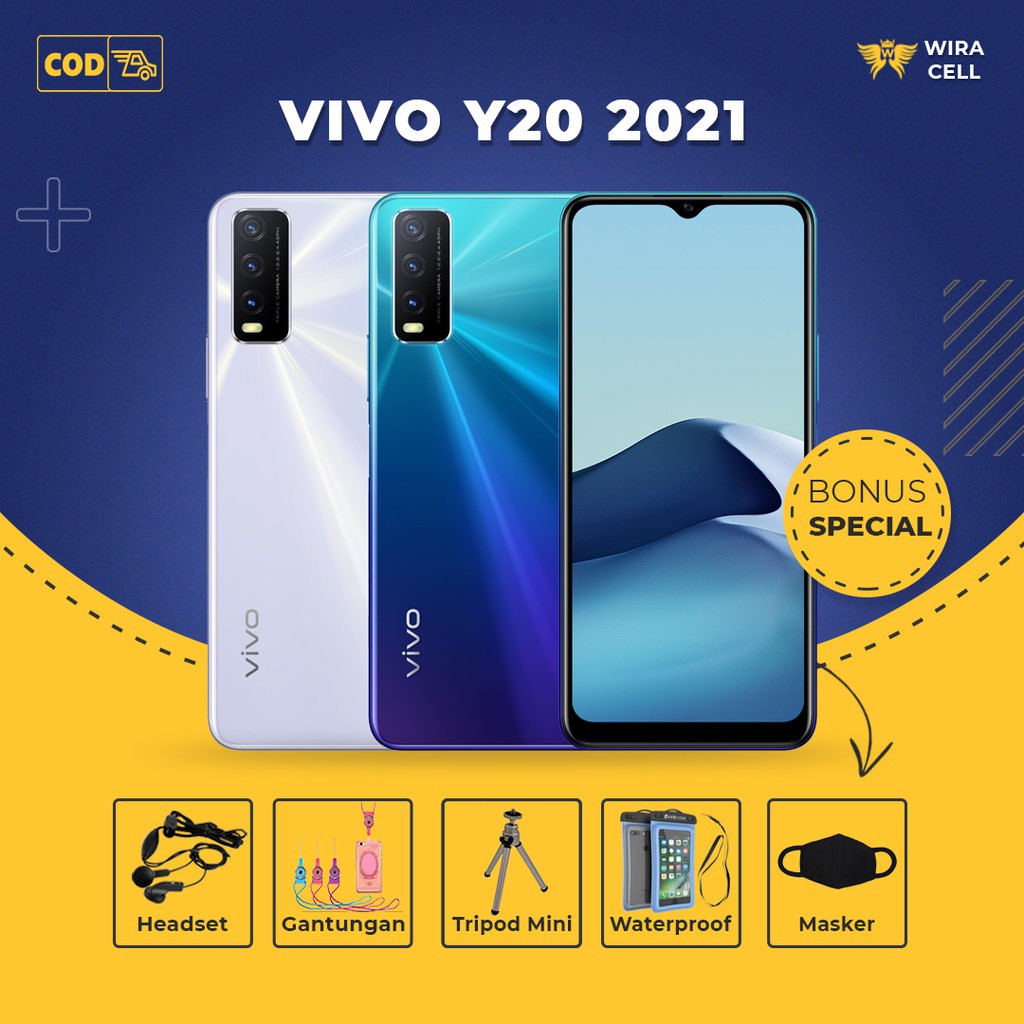 Vivo Y20 2021 4/64GB Smartphone Garansi Resmi Gratis